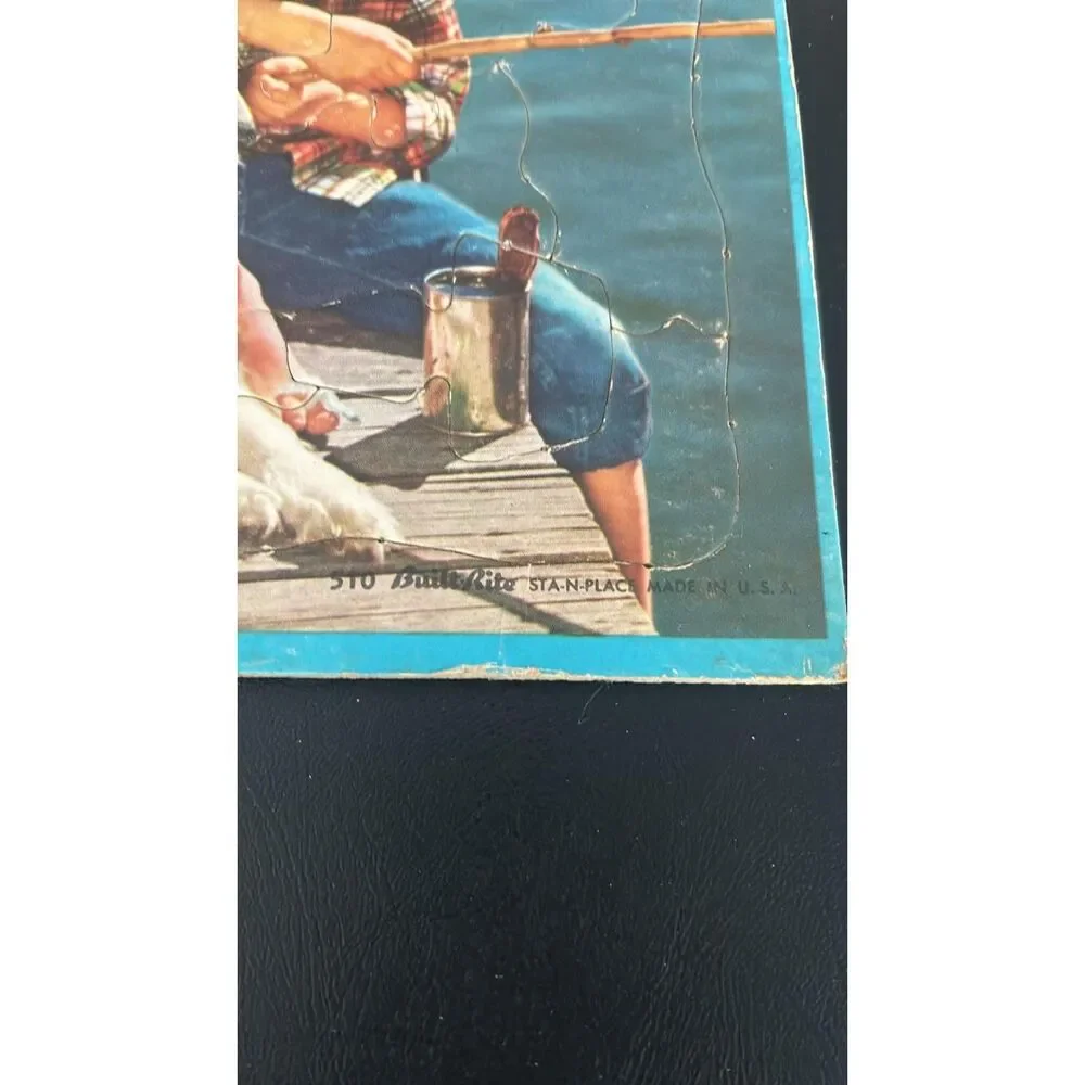 Vintage Build Rite Lassie and Boy Fishing Inlay Frame - Tray Puzzle #510
